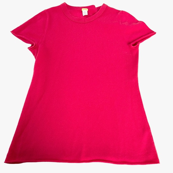 J. Crew Tops - J.Crew Women’s Short Sleeve 100% Cashmere T-shirt Crewneck Hot Barbie Pink Sz M